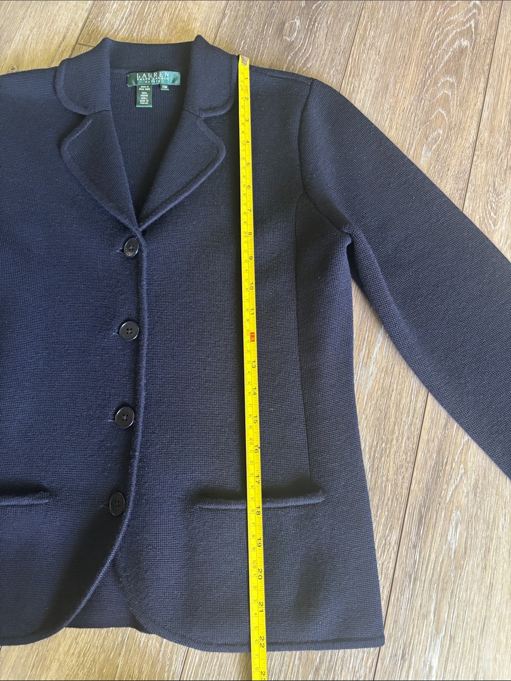 Lauren Ralph Lauren woman’s Navy 100% Merino Wool Blazer Jacket - Picture 5 of 9